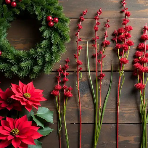 Christmas Poinsettia, Stems and Sprays