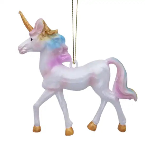 Festive 12cm White Unicorn Christmas Decoration