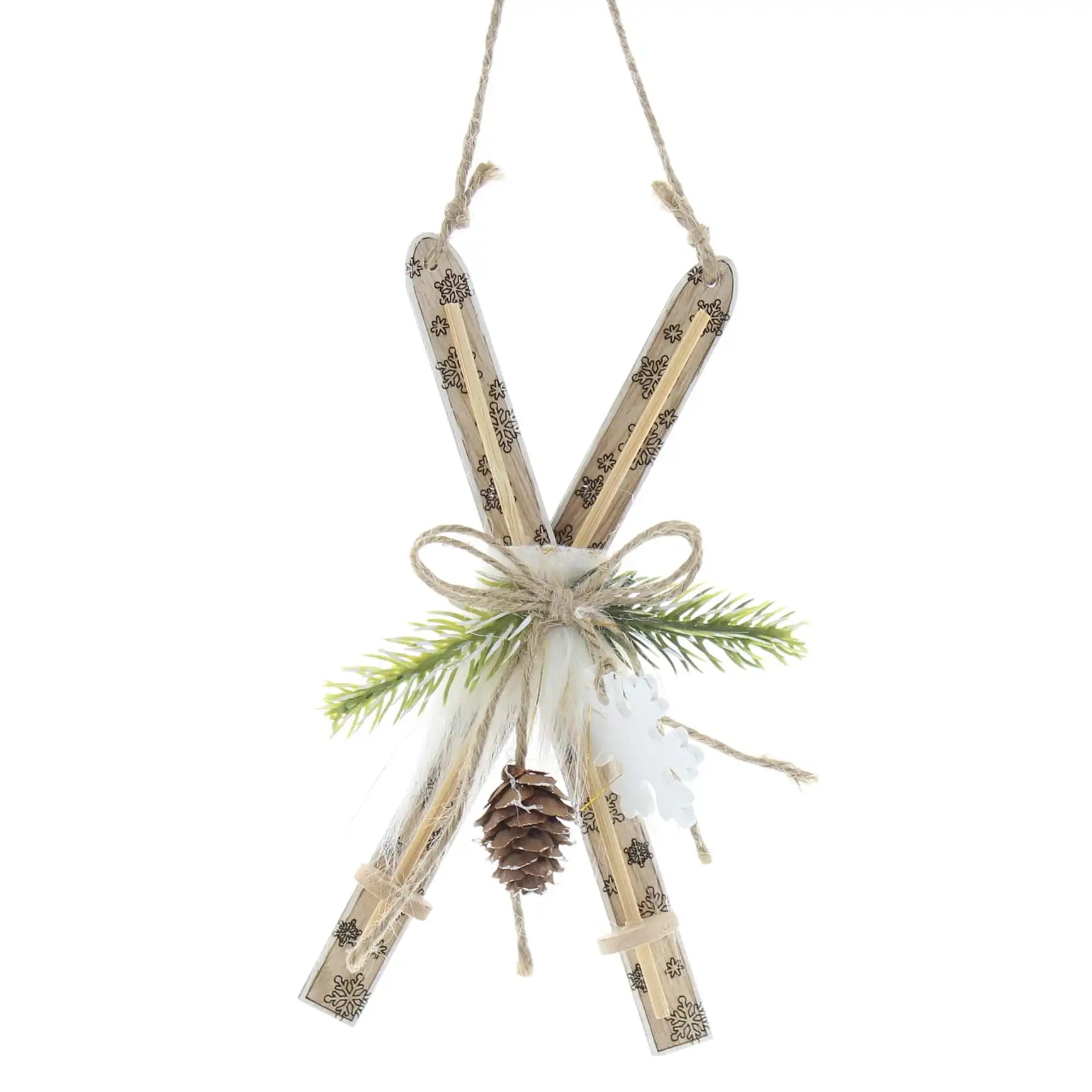 18cm Wooden Skis Hanging Christmas Decoration