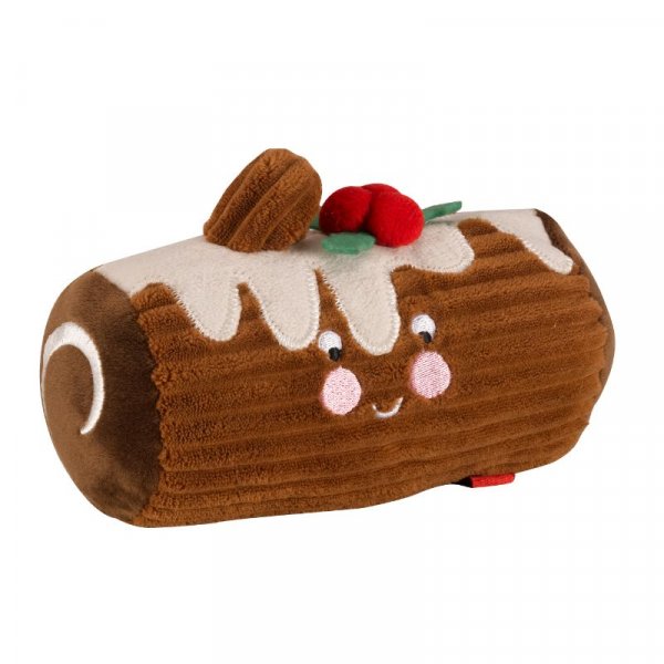 Squeaky Christmas Log Plush Fabric Dog Toy