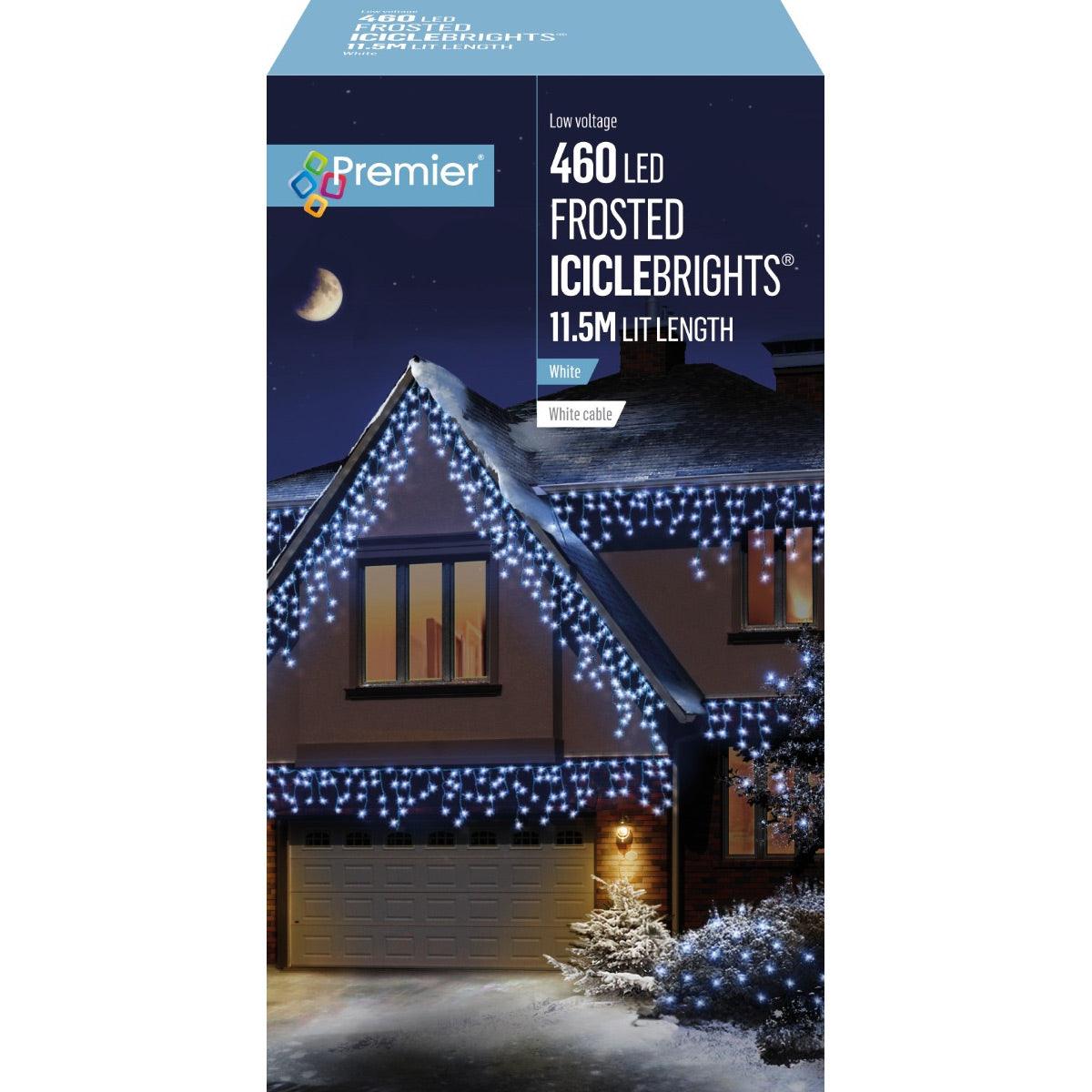 460 LED Christmas Frosted IcicleBrights Lights - Cool White 11.5 Metres