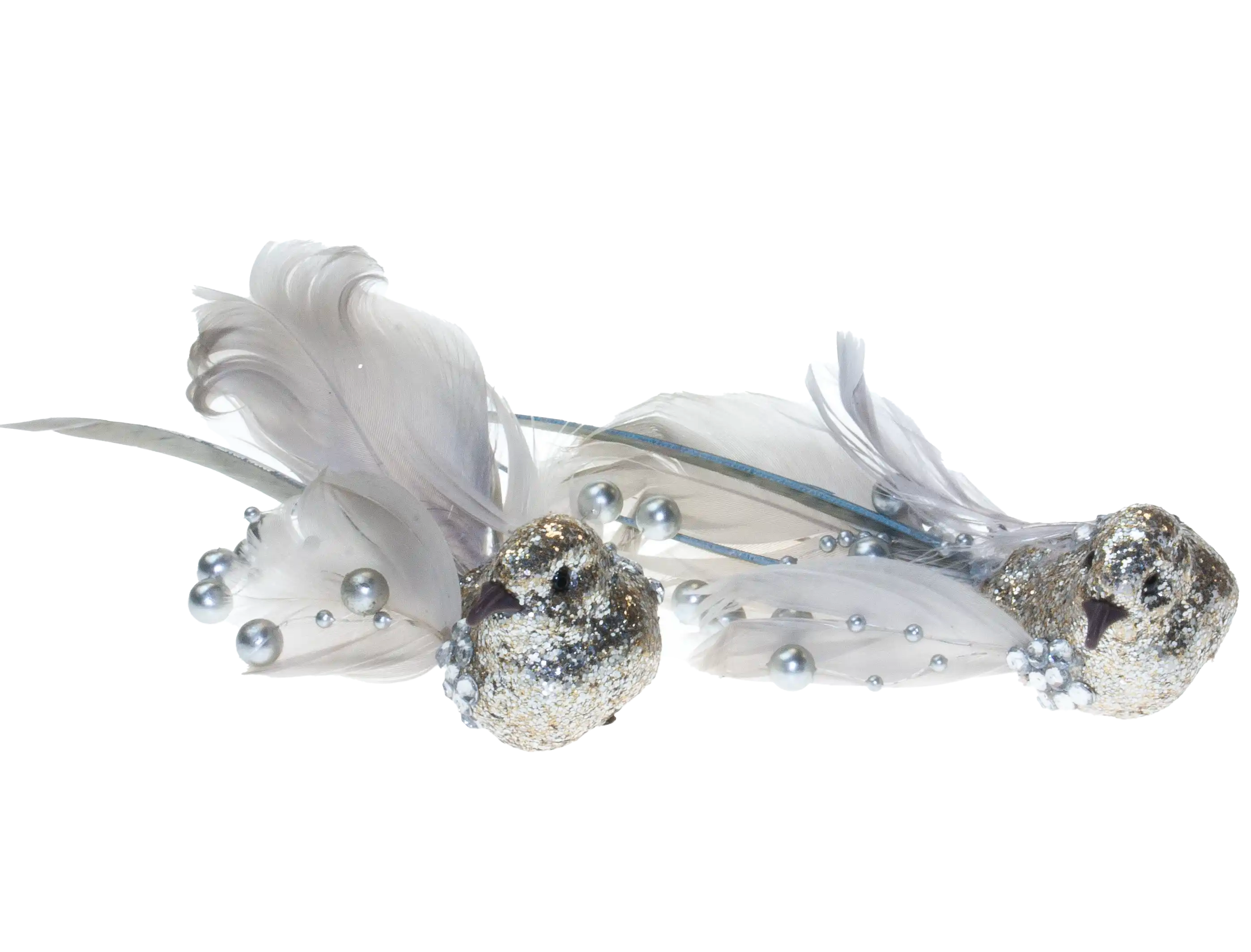 Premier Decorations 2pcs Feather Birds - Silver