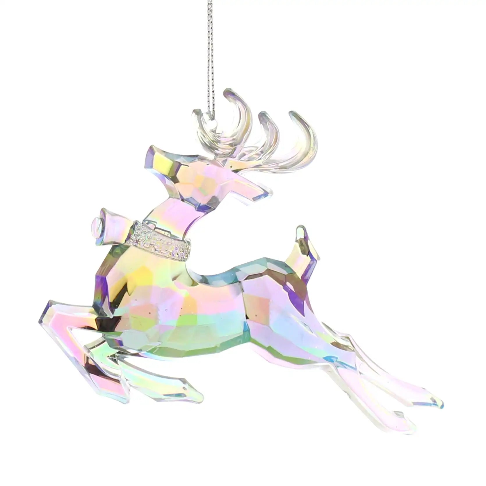 Festive 12cm Iridescent Reindeer Christmas Decoration