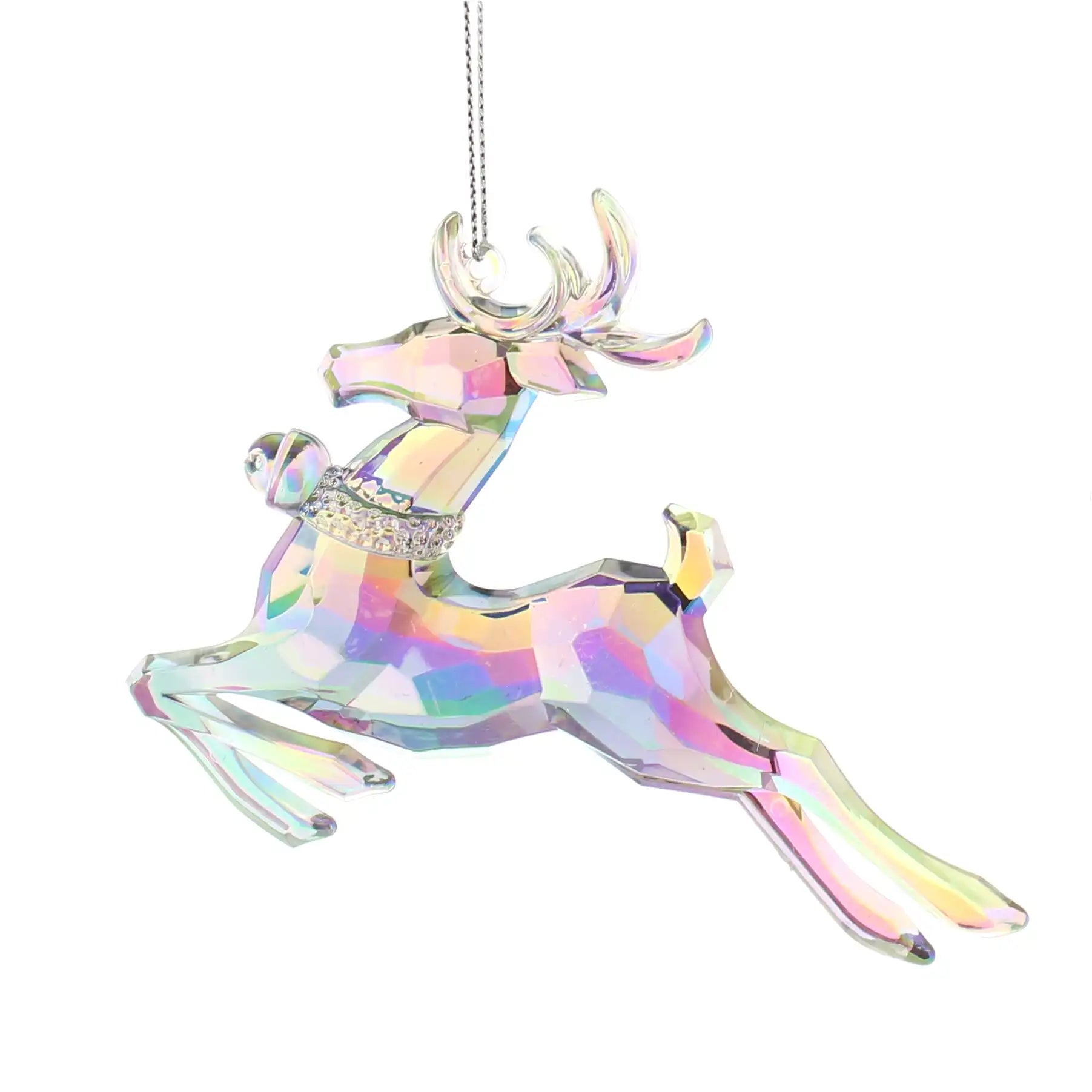 Festive 12cm Iridescent Reindeer Christmas Decoration