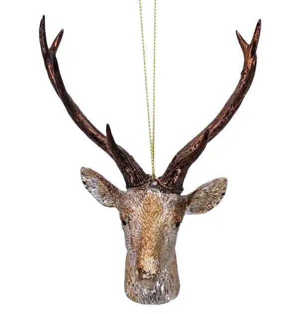 Festive 14cm Reindeer Head Hanging Christmas Decoration