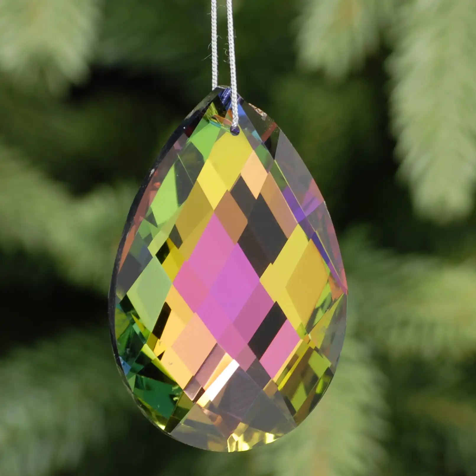 Festive 6cm Petrol Effect Oval Gem Christmas Tree Decoration