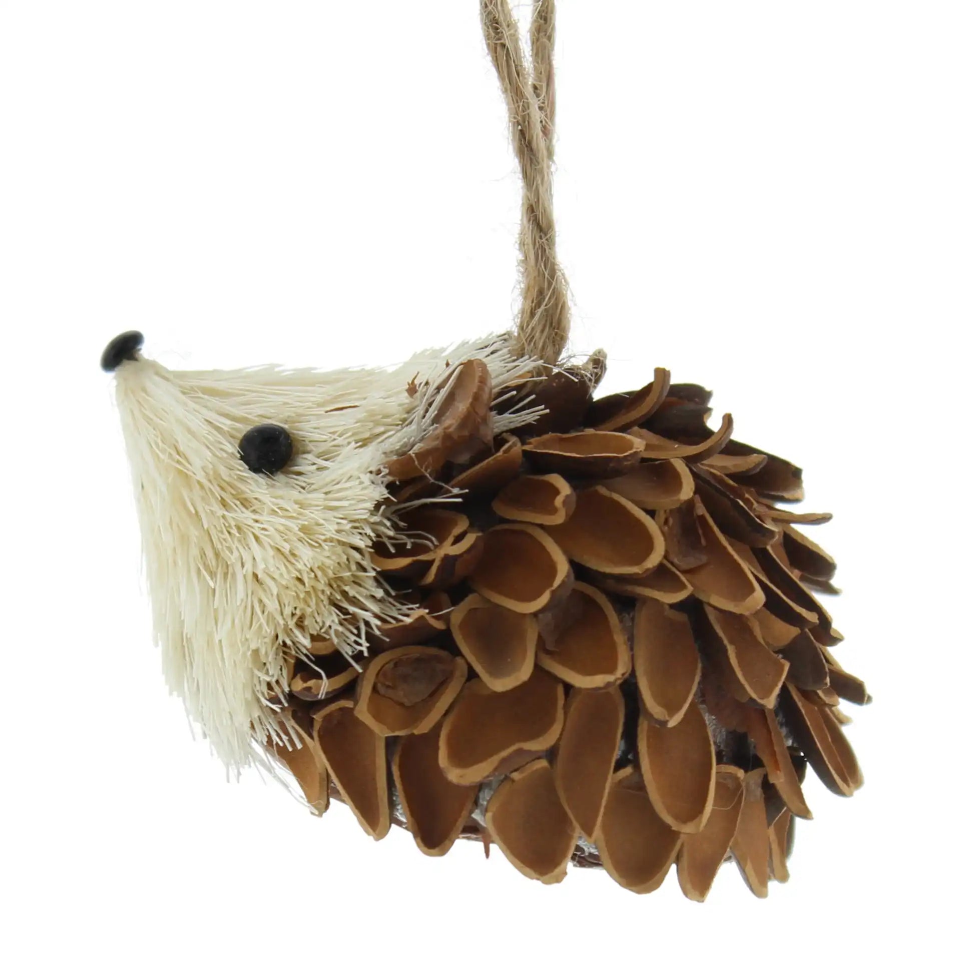 Festive 7cm Natural Hedgehog Christmas Tree Decoration