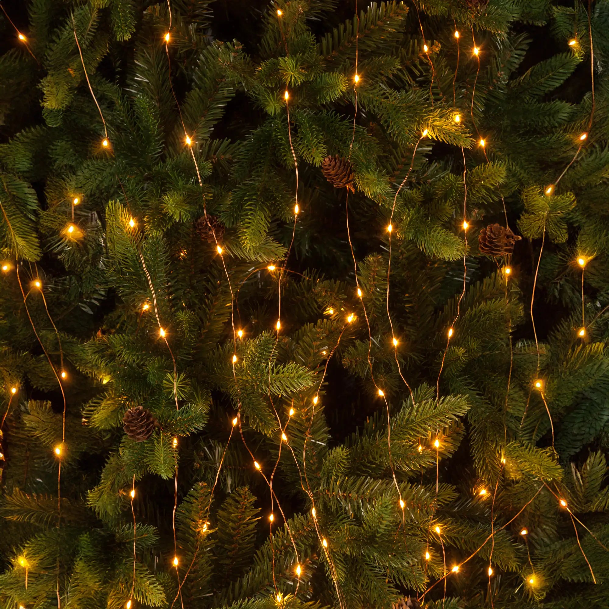 Festive 200 Amber Christmas Twinkling Dewdrop Branch Lights - 2 Metres