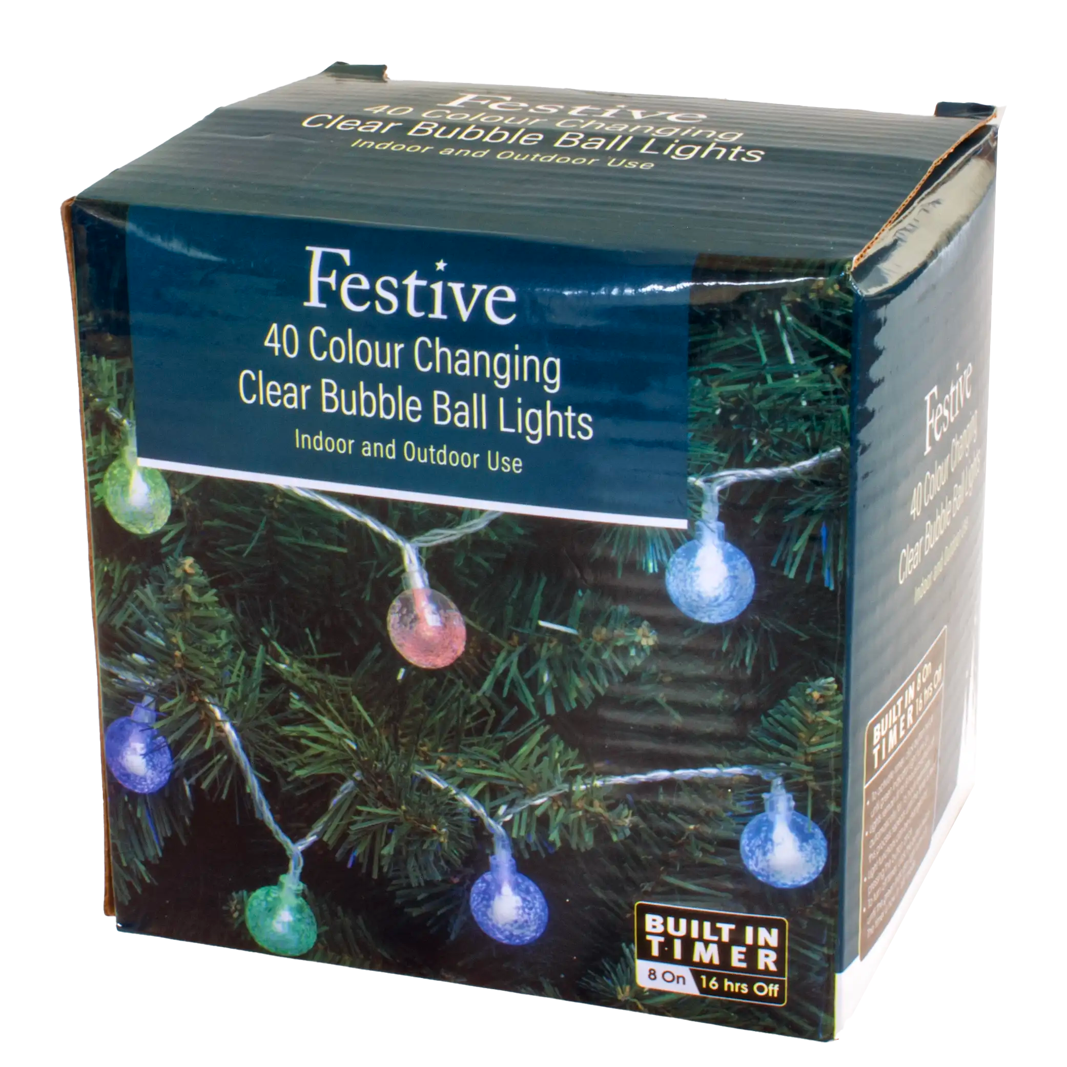 Festive 40 Colour Changing Clear Bubble Ball Christmas Lights