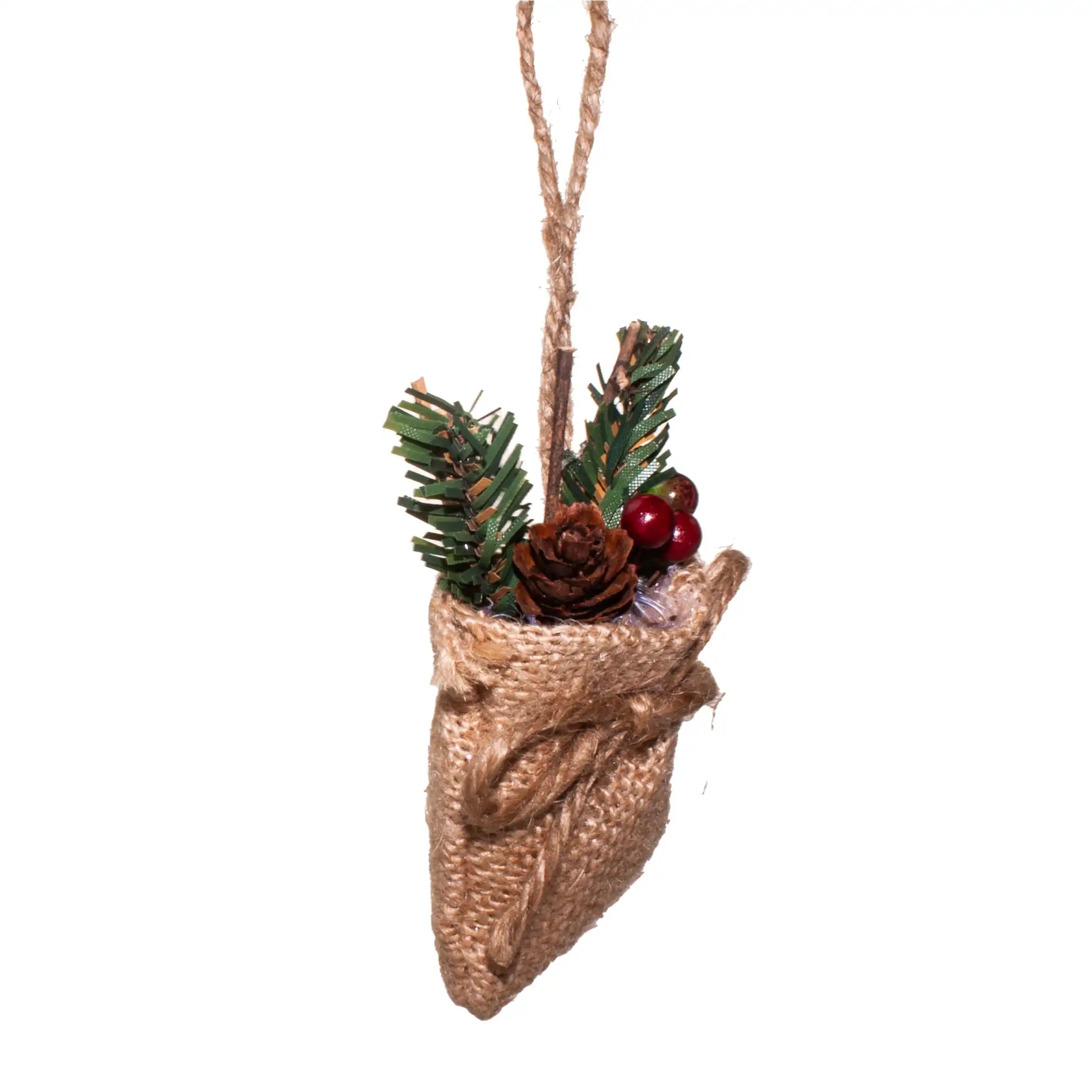 Festive 7.6cm Hessian Sack Christmas Tree Ornament