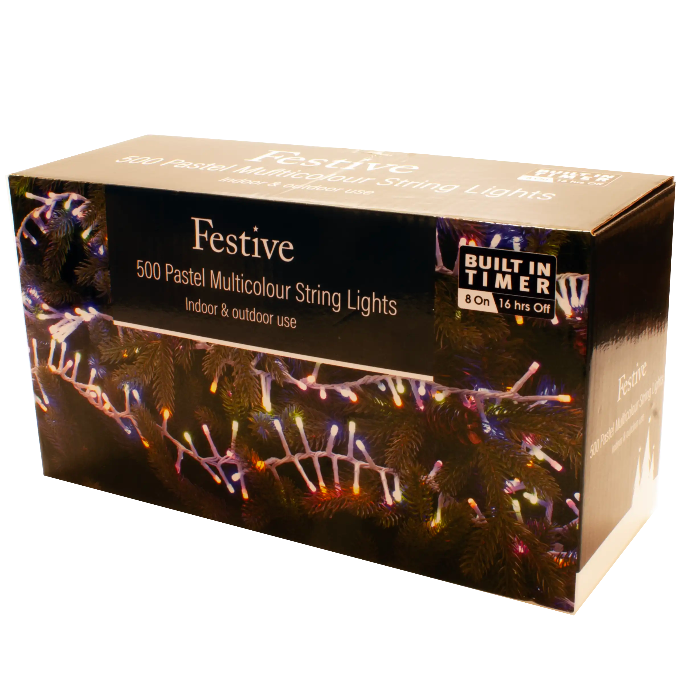 Festive 500 Pastel Multicolour Indoor/Outdoor Christmas Lights