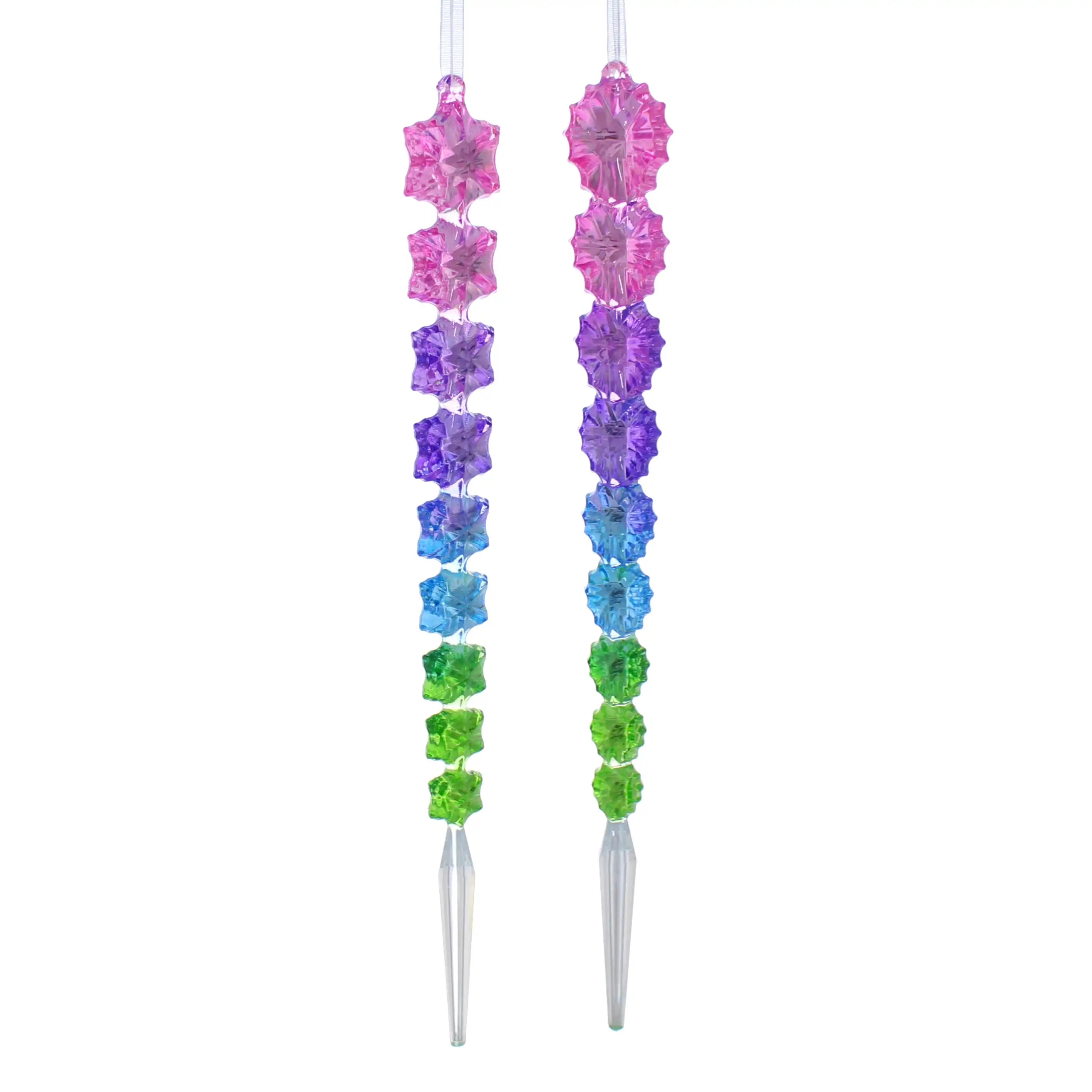 Festive 23cm Rainbow Icicle Christmas Tree Decoration