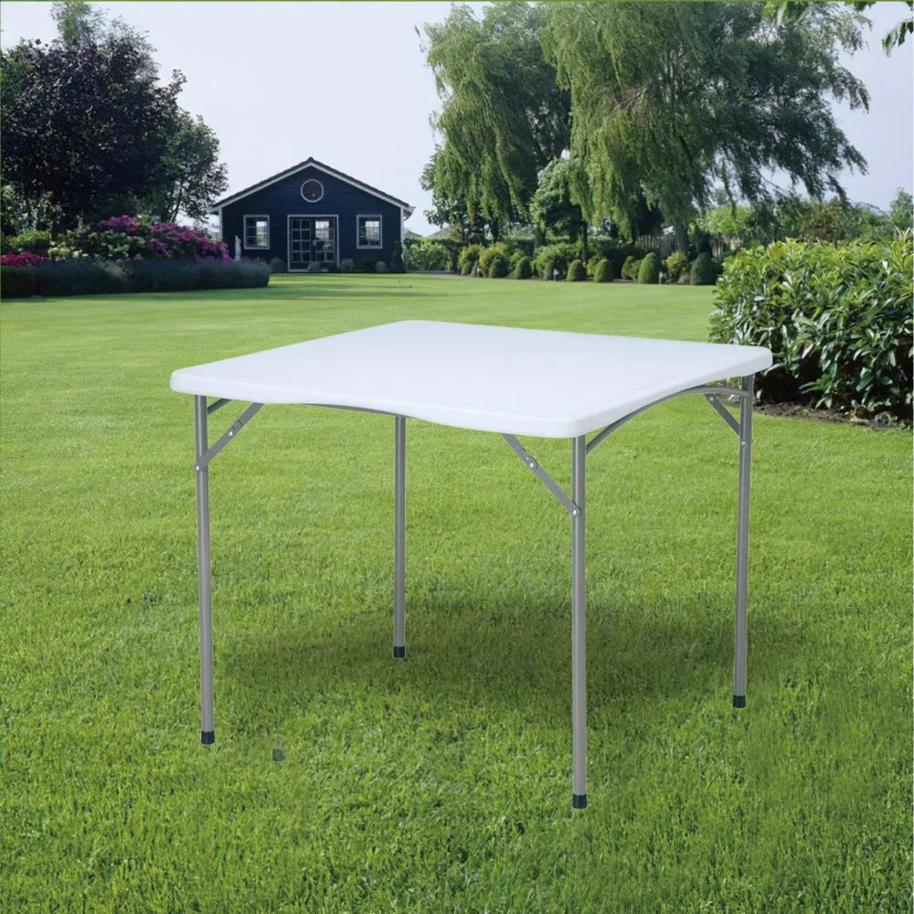 Folding Camping Table - Blow Moulded Plastic Top 88 x 88 x 74cm