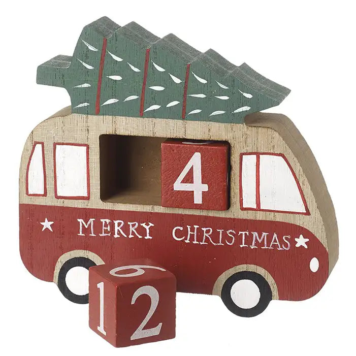 Merry Christmas Wooden Advent Countdown Campervan