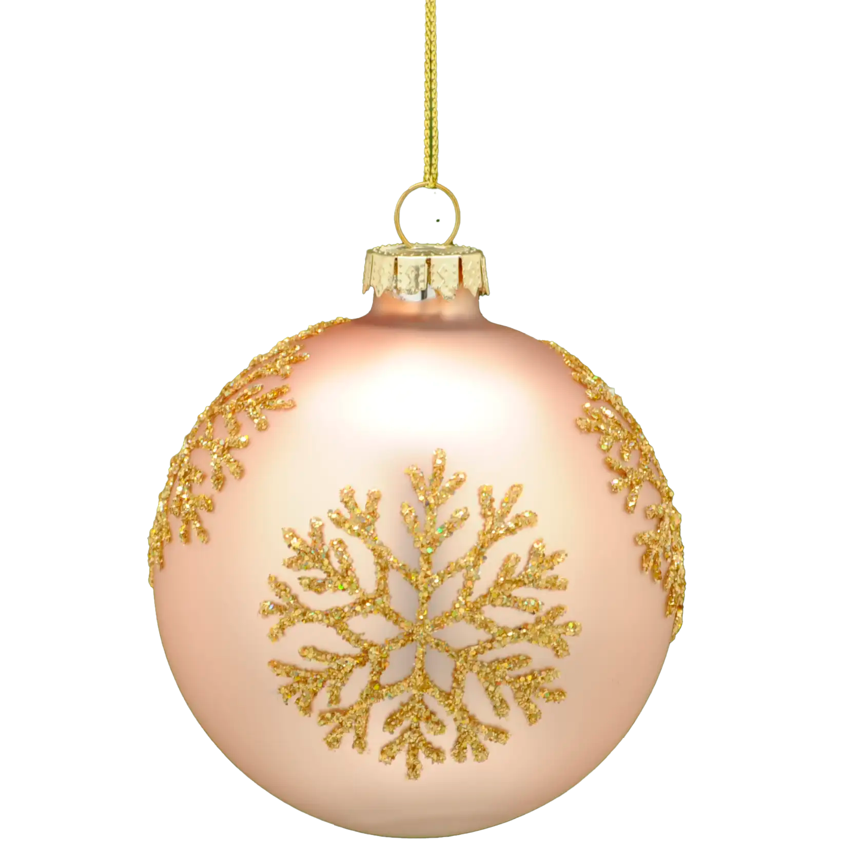 Festive 8cm Matt Gold Glitter Snow Christmas Bauble