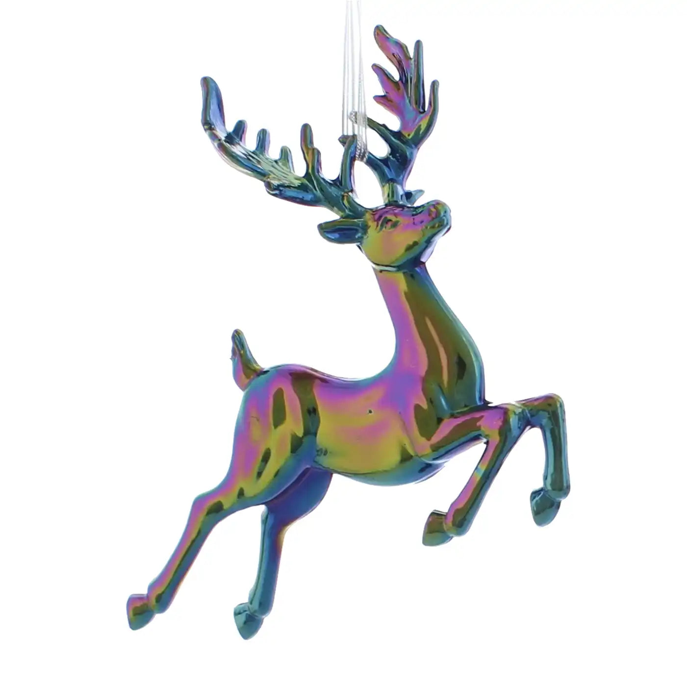 Festive 15cm Petrol Effect Reindeer Christmas Decoration