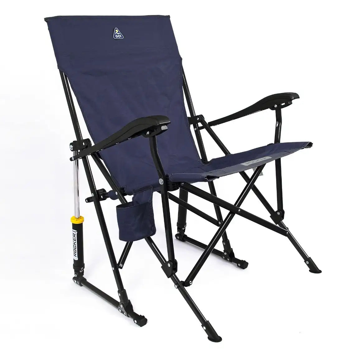 GCI Roadtrip Rocker Folding Campsite Rocking Chair - Navy Topo