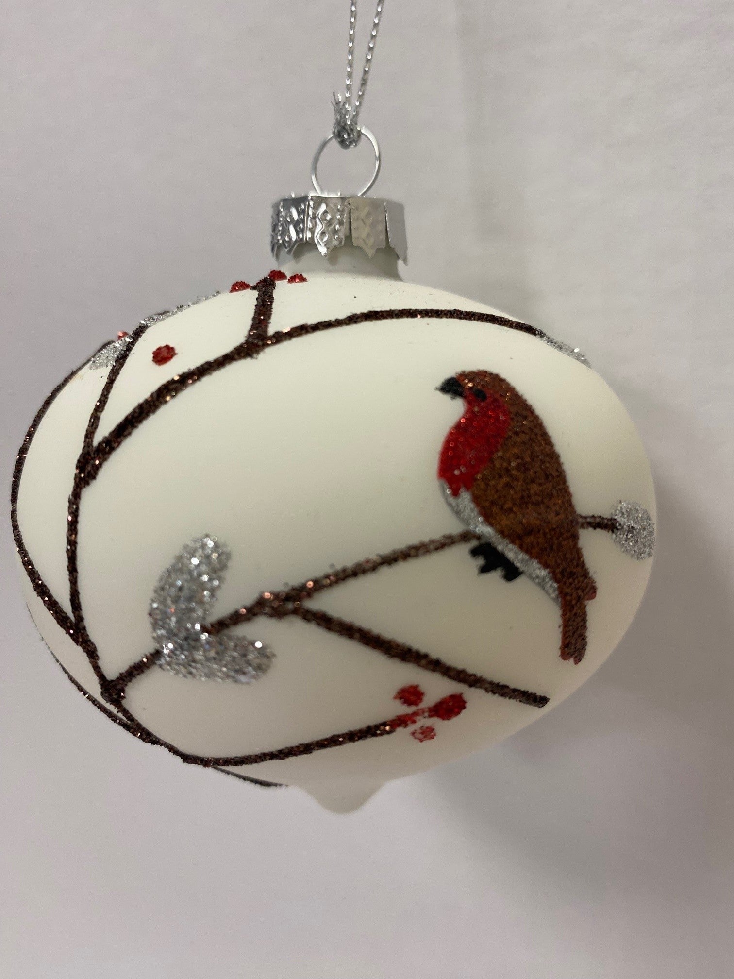 Premier 80-100mm White Bird Scene Christmas Tree Decoration - Assorted Designs