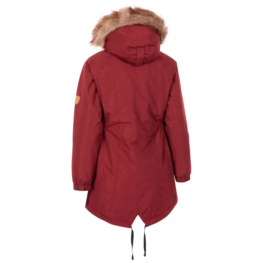 Trespass Women's Fleece Lined Parka Jacket Celebrity - Dark Cherry