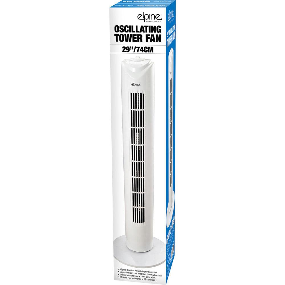 Elpine 29" Oscillating Tower Fan - White - Towsure