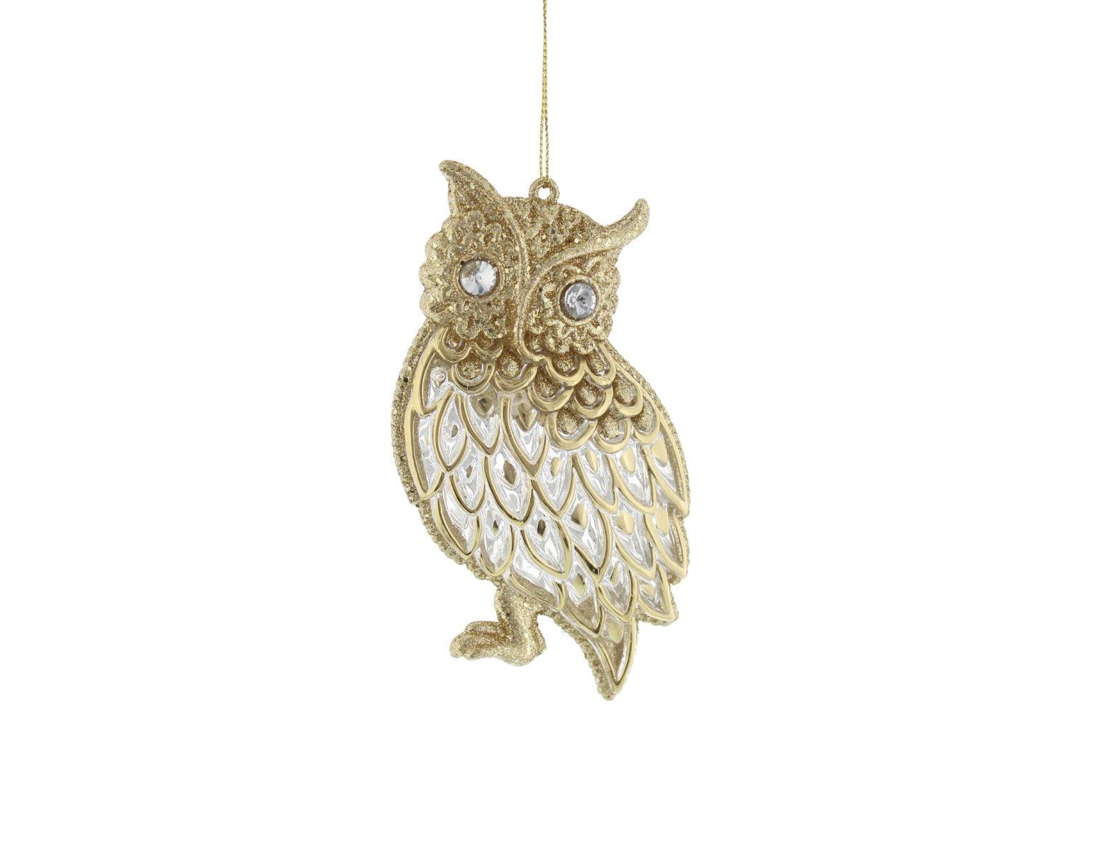 Festive 12.5cm Owl - Clear/Gold - Towsure