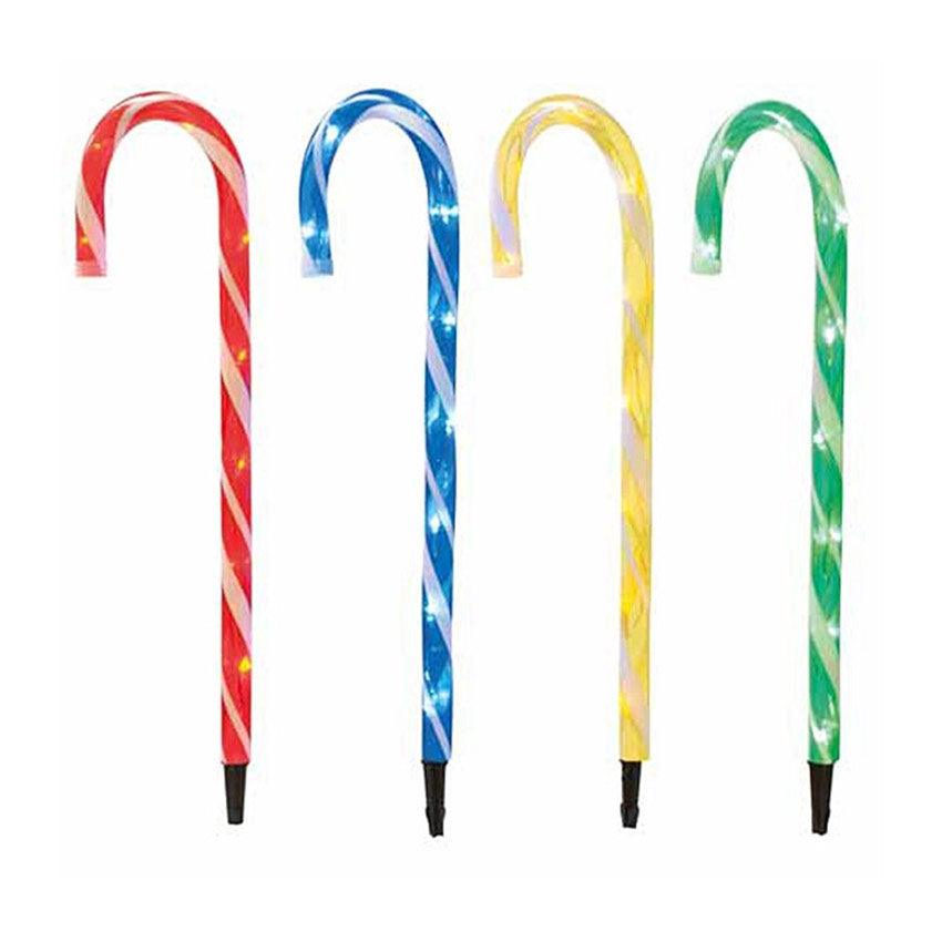 Festive Set of Four Candy Cane Stake Lights - 62cm