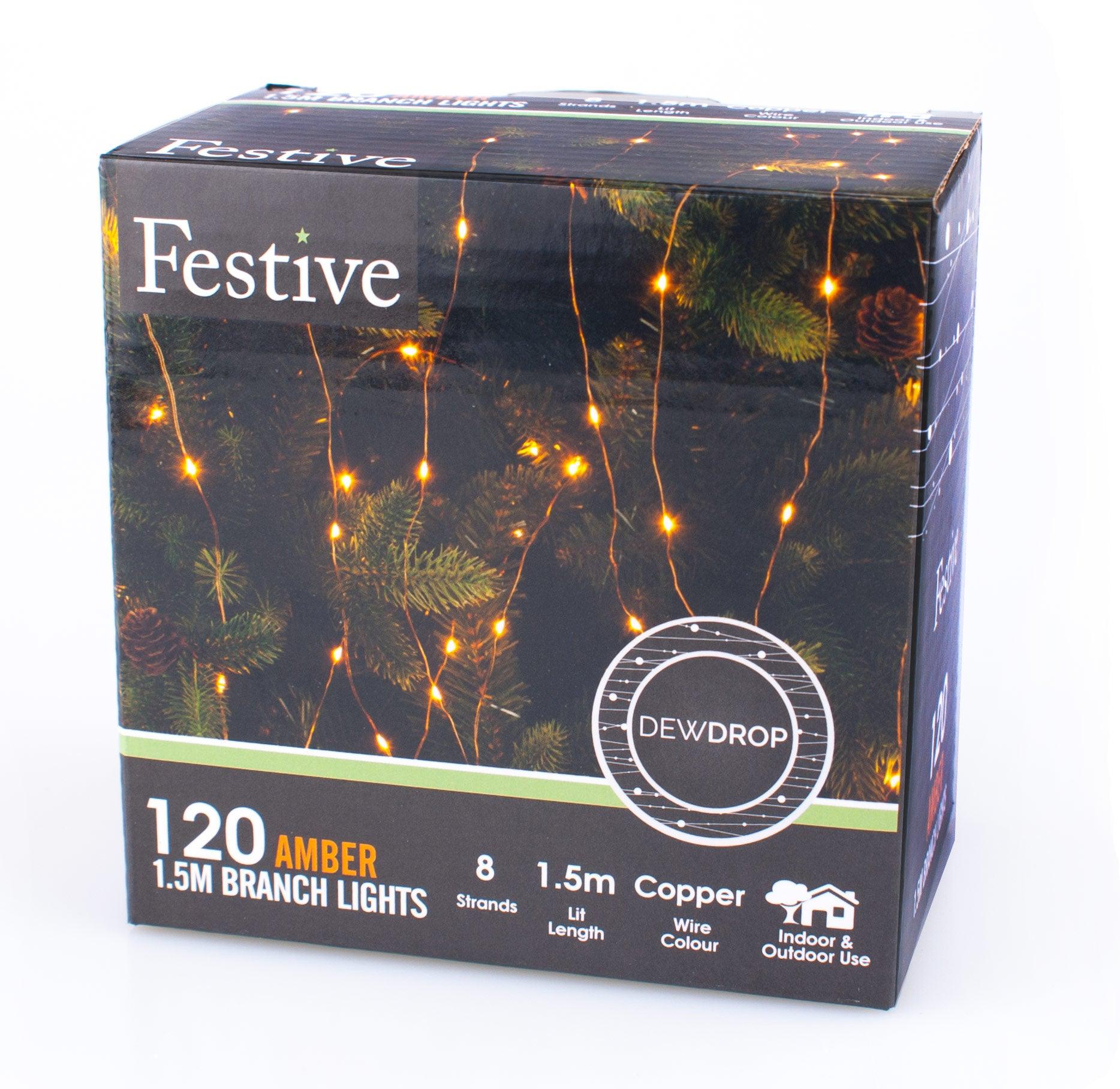 Festive LED Amber Branch Light - 1.5m