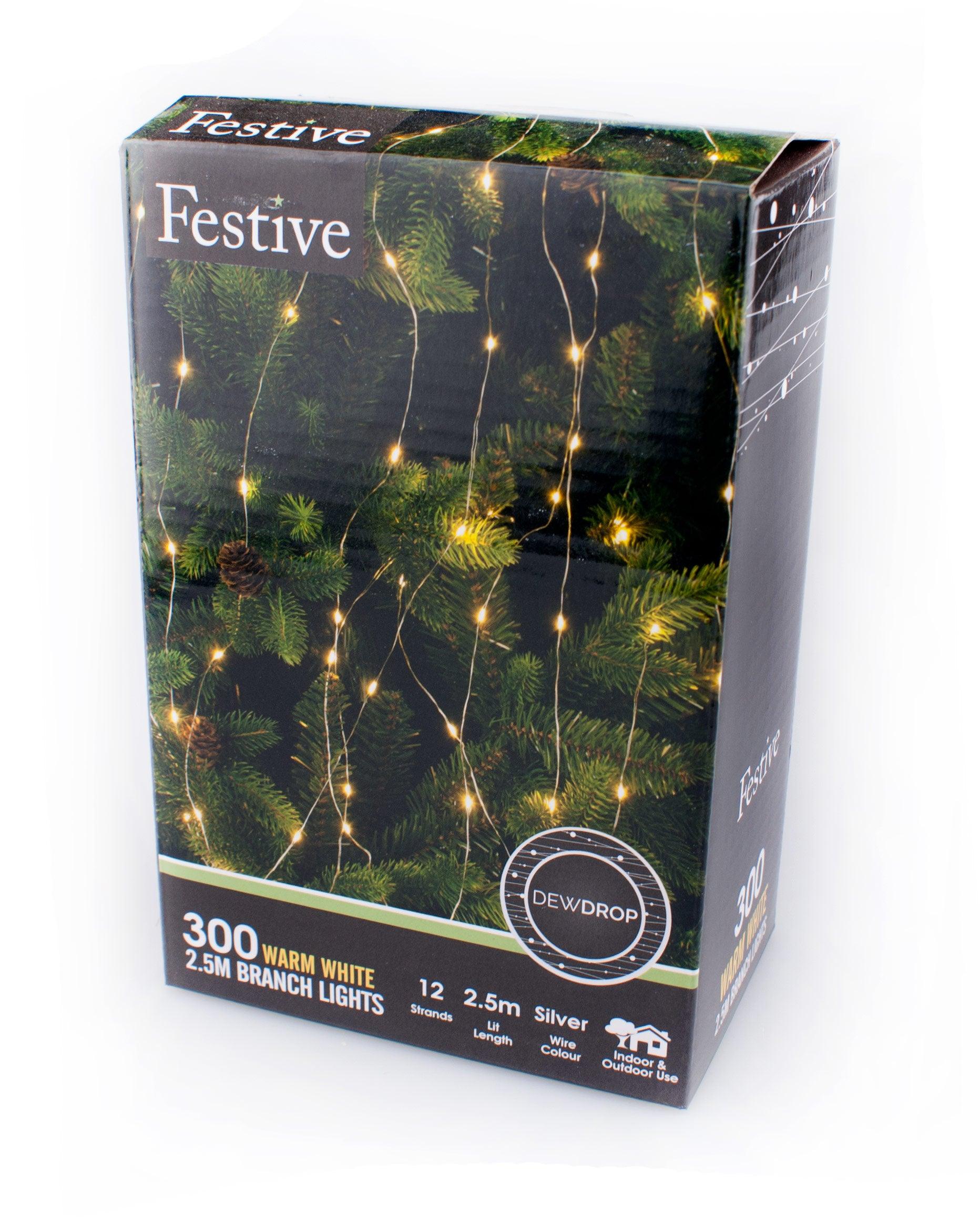 Festive LED Silver Branch Light - 2.5m