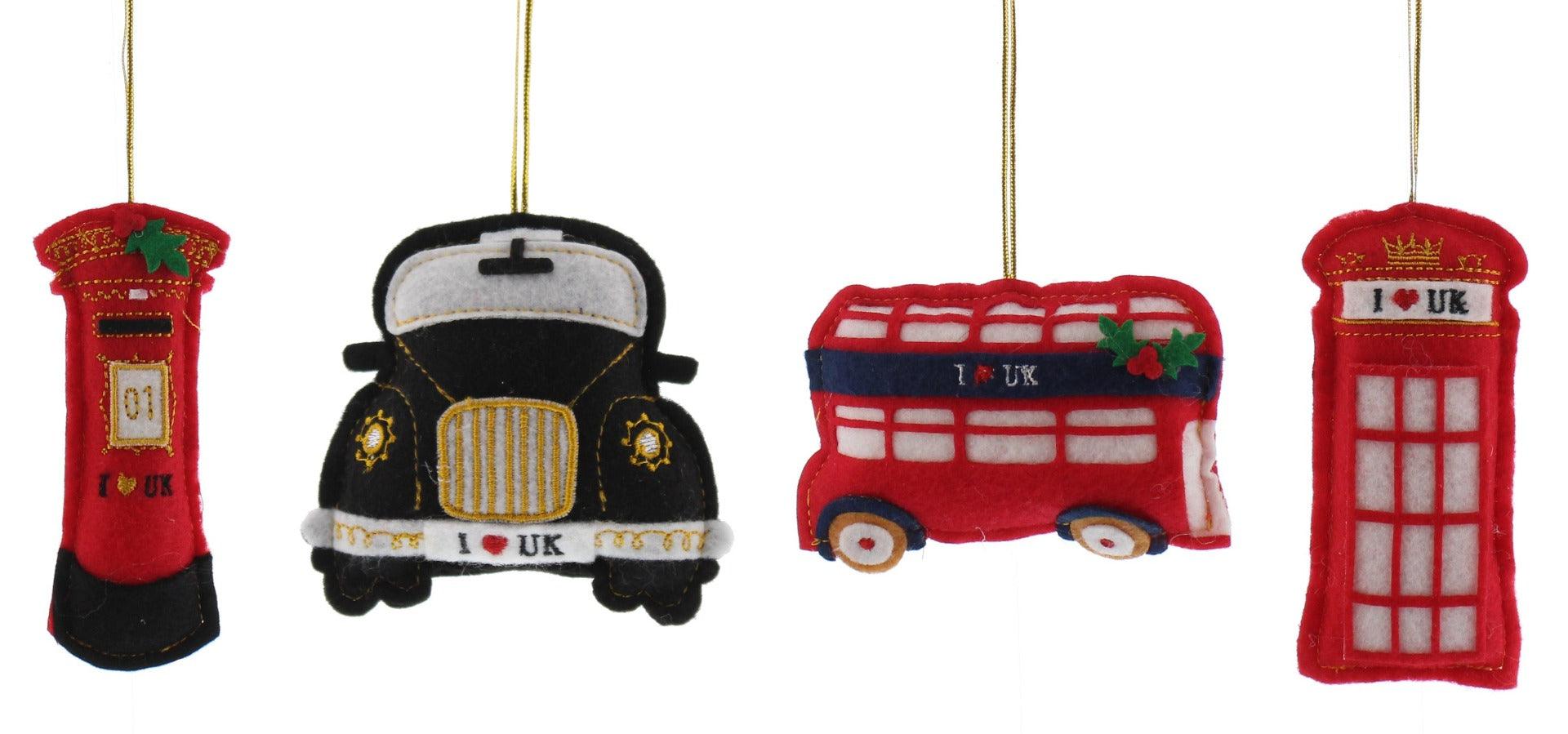 Festive 10cm Felt London Themed Hanging Christmas Decoration