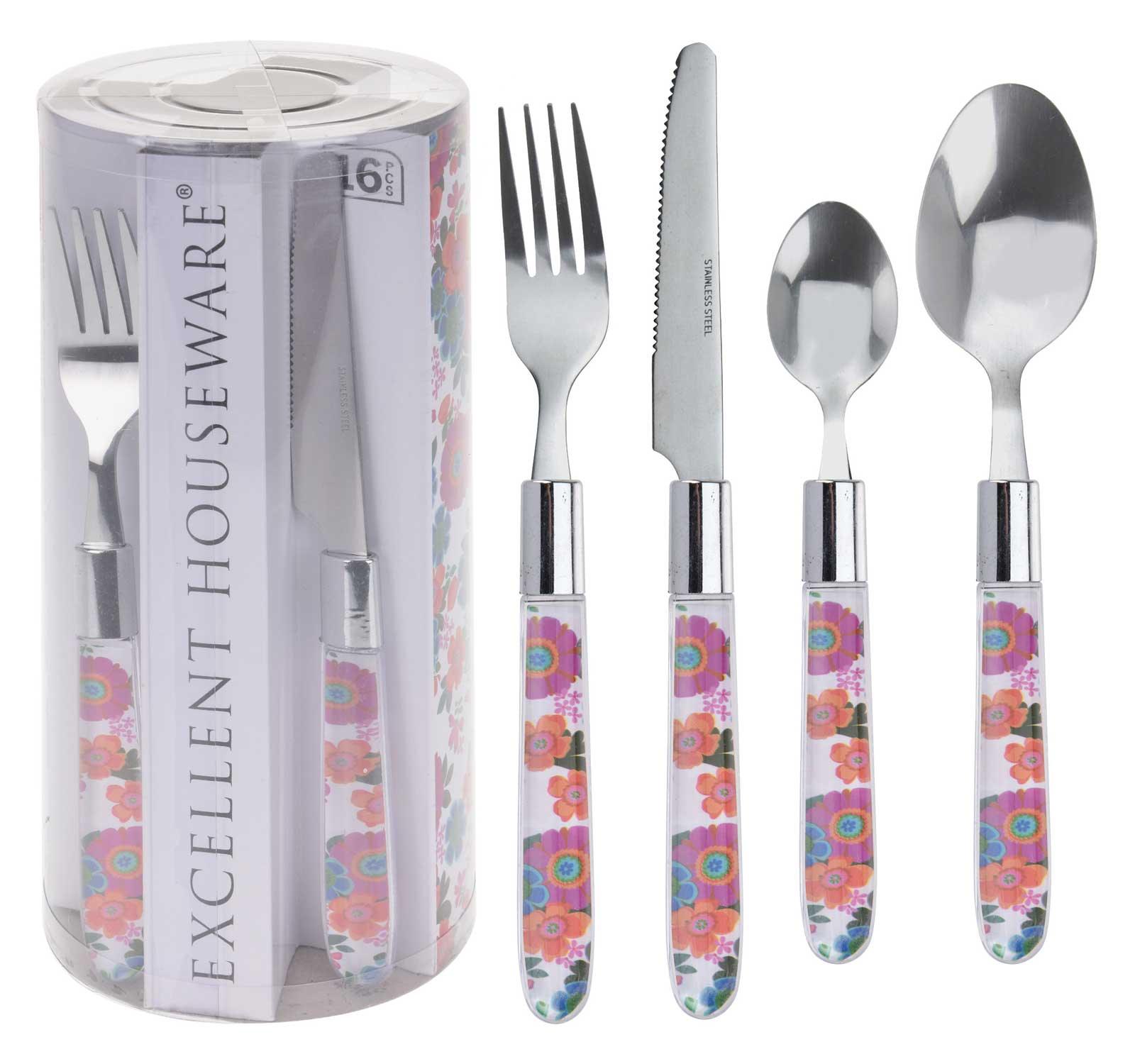 Flower Print Cutlery Set - 16 Piece - Towsure