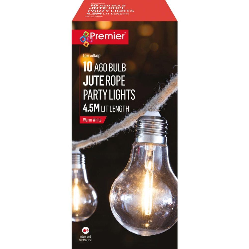 Jute Rope Light A60 Bulb - 10 Warm White LEDs