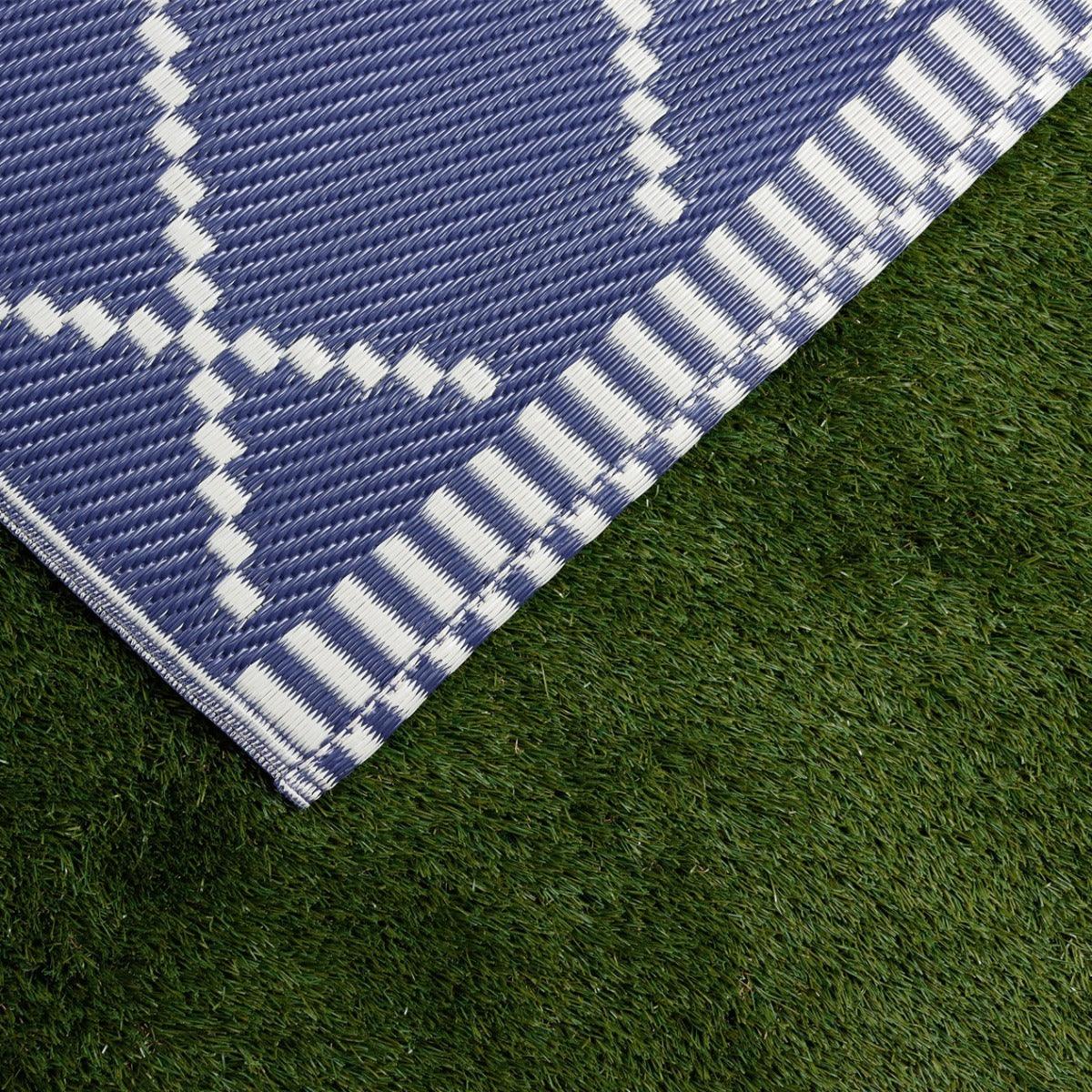 Piazza Outdoor Rug Blue/Cream - 120cm x 180cm - Towsure