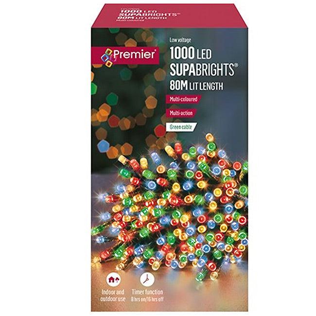 Premier 1000 Multi-Action LED Christmas Lights - Multicoloured