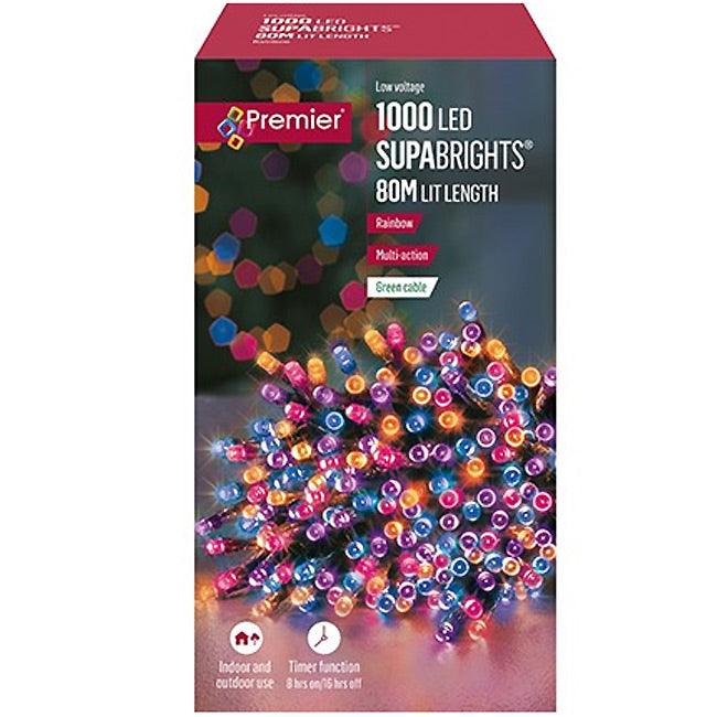 Premier 1000 Multi-Action LED Christmas Lights - Rainbow