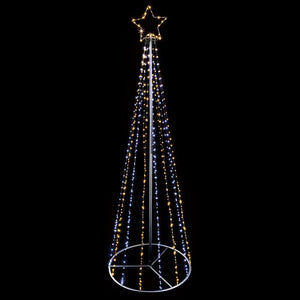 Premier Decorations 2.1m Pin Wire Pyramid Tree with Top Star - Warm White - Towsure