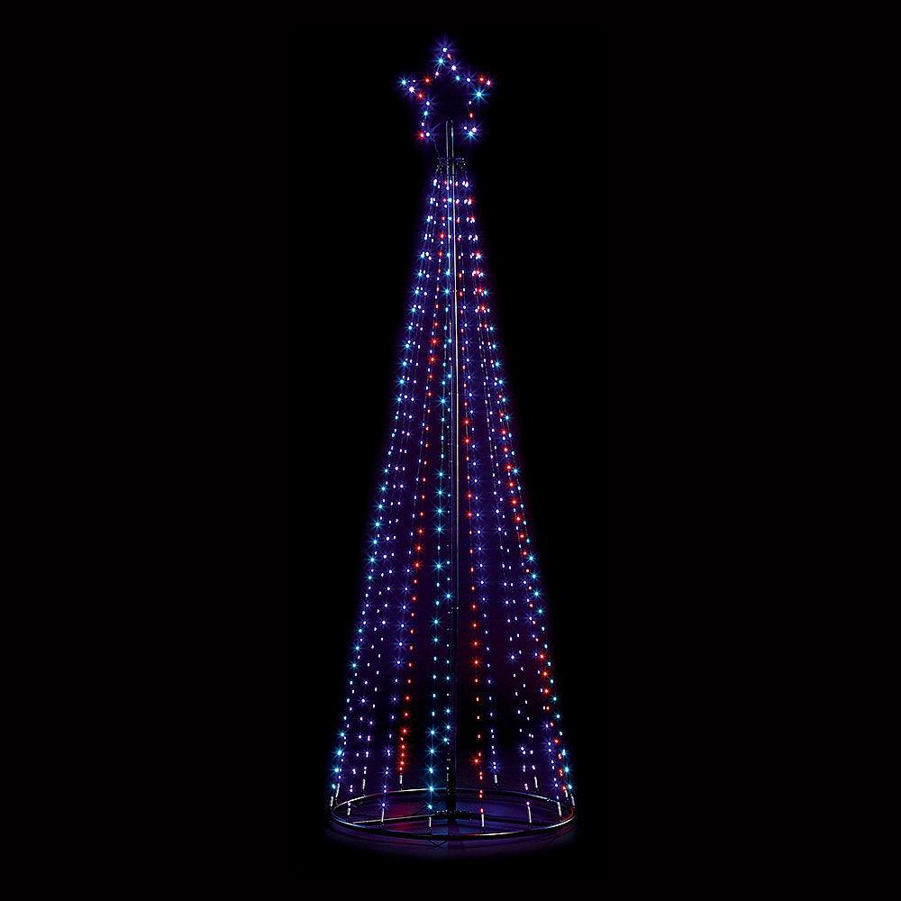 Premier Decorations 4m Pin Wire Pyramid Tree with Top Star - Rainbow