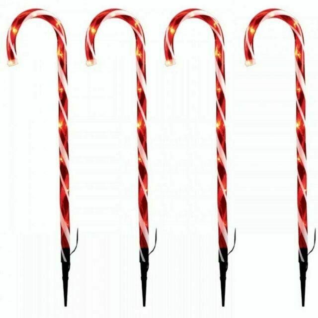 Premier Decorations 4pc Candy Cane Path Light - Red