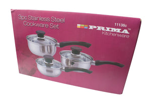 Prima 3 Piece Stainless Steel Pan Set - Large - Towsure