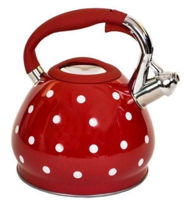 Prima Large 3.5 Litre Red Polka-Dot Whistling Kettle