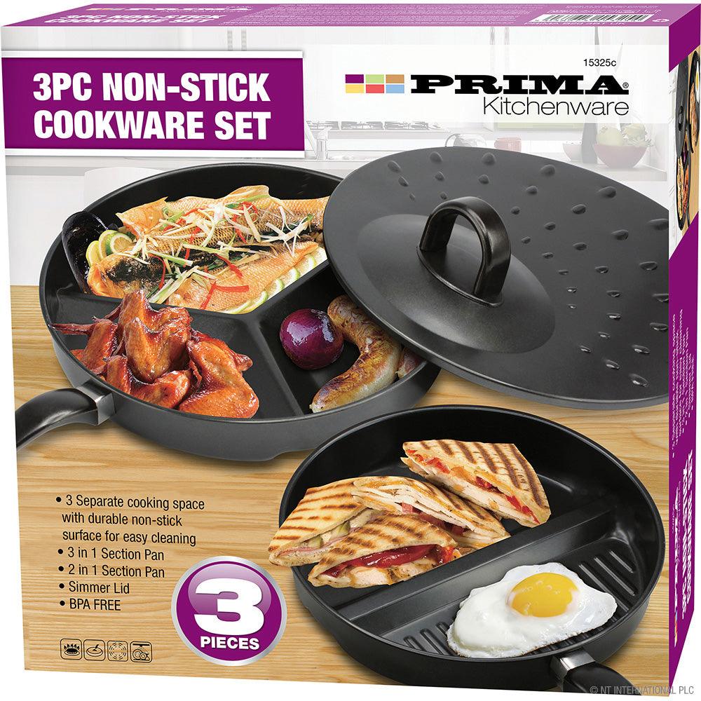 Prima 3 piece non stick frying pan set