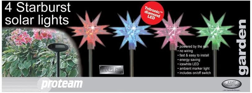 Proteam Starburst Colour Changing Solar Garden Lights - Set of 4