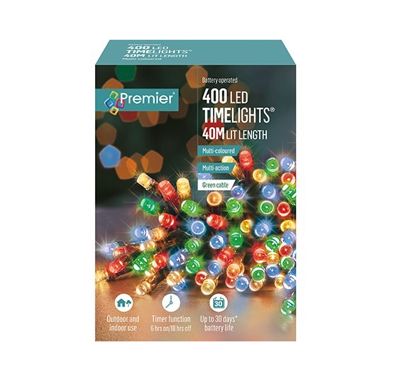 400 Multi Action Battery-Operated LED Multi-Coloured Christmas Lights