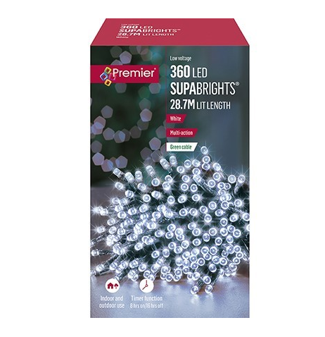 Premier Decorations 360 White LED Supabrights