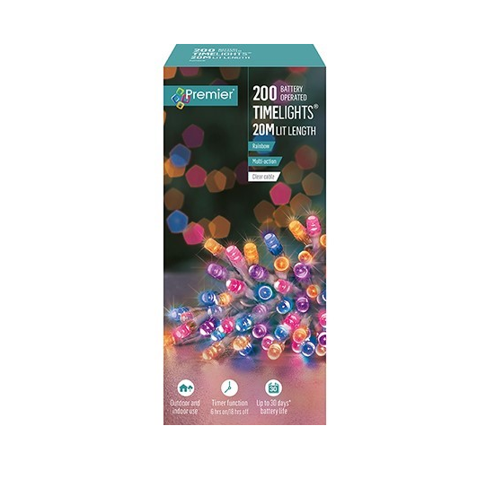 Premier Decorations 200 Rainbow LED Lights