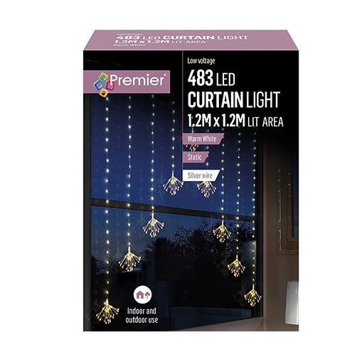 Premier Decorations 483 LED Curtain Light- Warm White