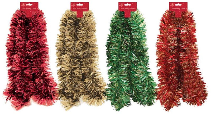 Tallon 2m Chunky Traditional Tinsel - 4 Assorted colours