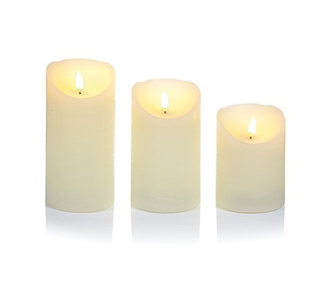 Premier Decorations Set of 3 FlickaBright Candles - Cream Textured