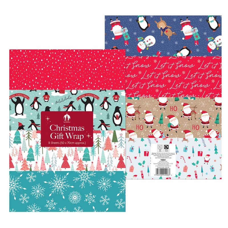 Tallon Christmas Wrapping Paper - 8 assorted Designs