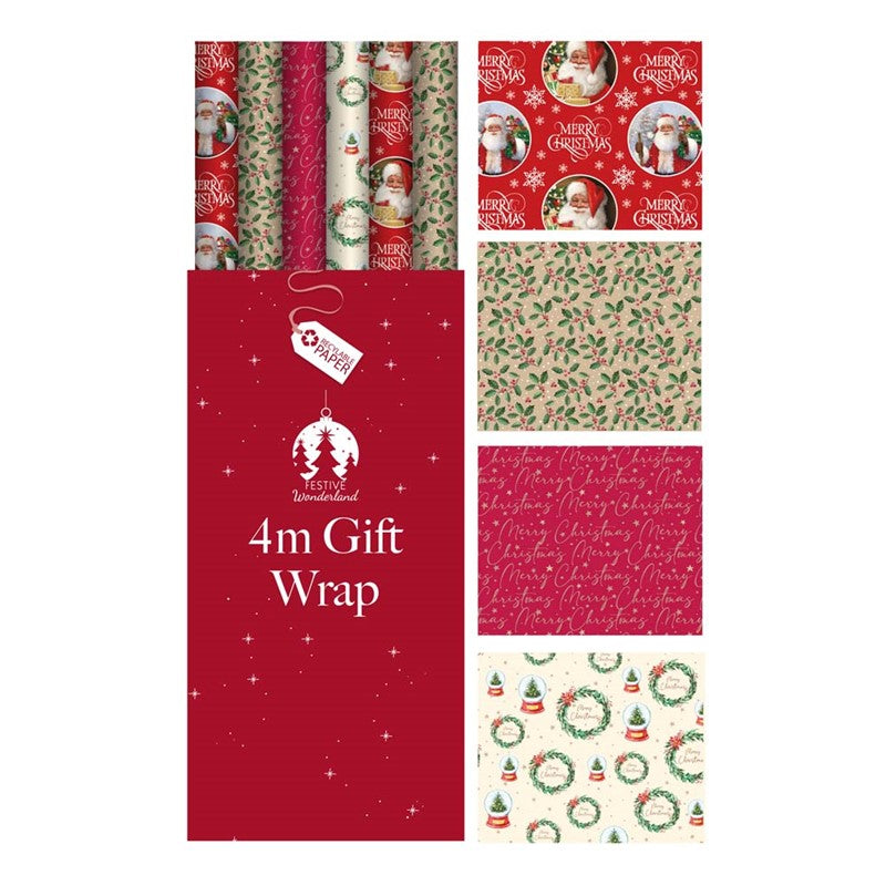 Tallon Festive Christmas Wrapping Paper 4m - Assorted Colours