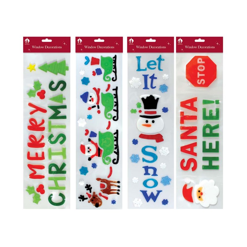 Tallon Festive Stick On Window Decorations - 4 Assorted designs